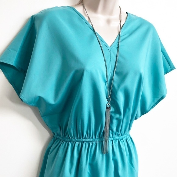 🆕 Lark & Ro batwing pullover mini v neck d… - Picture 2 of 12